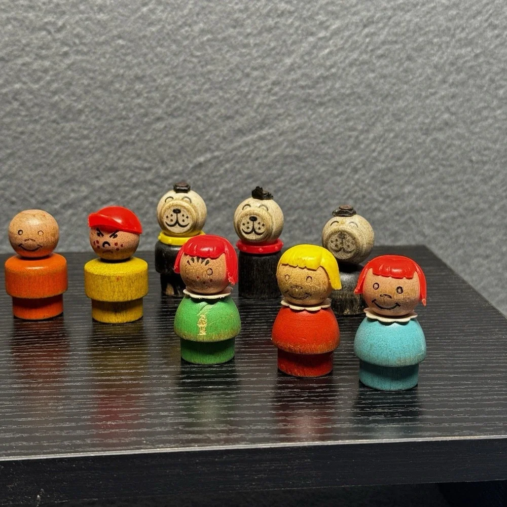 Lot of 16 Vintage Fisher Price Little People - Rare All Wood